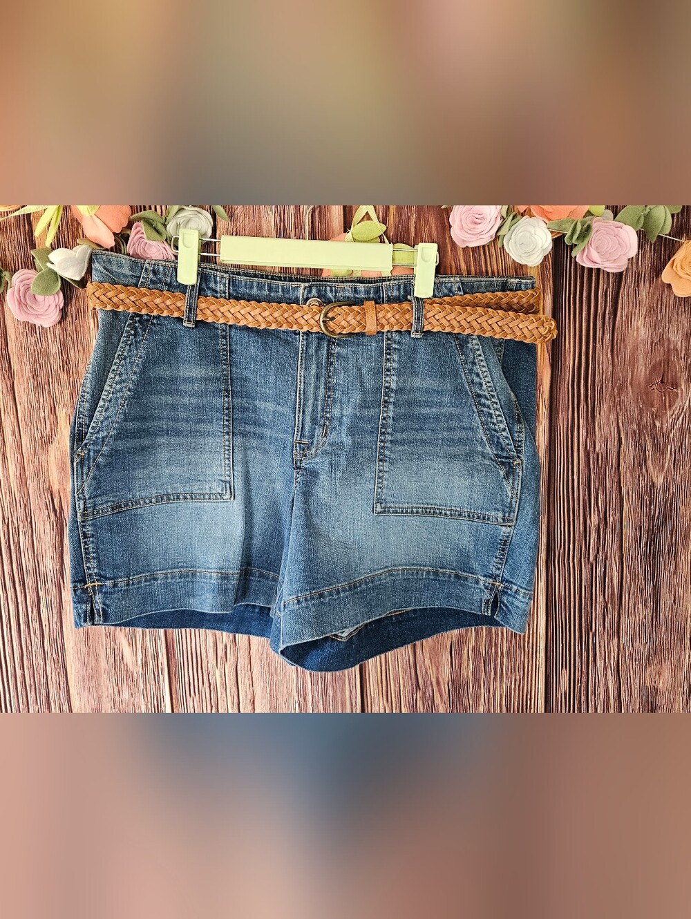 New M Jeans Maurices Denim Shorts With Belt Plus Size 18W